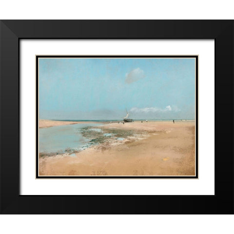 Beach at Low Tide Black Modern Wood Framed Art Print with Double Matting by Degas, Edgar