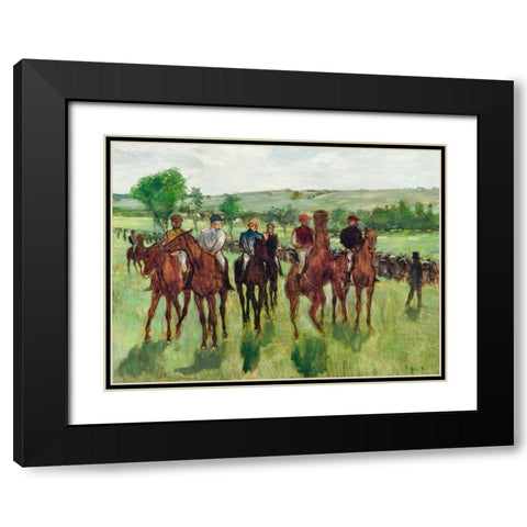 The Riders Black Modern Wood Framed Art Print with Double Matting by Degas, Edgar