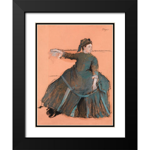 Woman on a Sofa Black Modern Wood Framed Art Print with Double Matting by Degas, Edgar