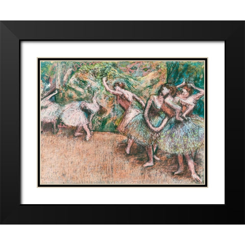 Ballet Scene Black Modern Wood Framed Art Print with Double Matting by Degas, Edgar