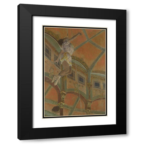 Miss La La at the Cirque Fernando Black Modern Wood Framed Art Print with Double Matting by Degas, Edgar