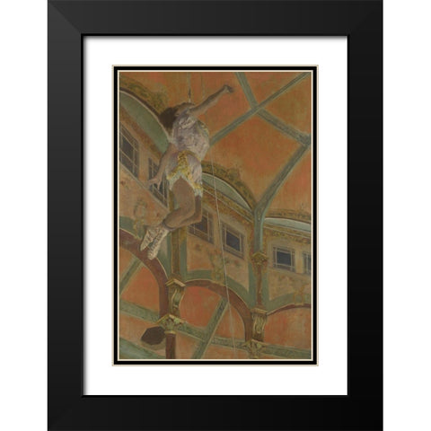 Miss La La at the Cirque Fernando Black Modern Wood Framed Art Print with Double Matting by Degas, Edgar