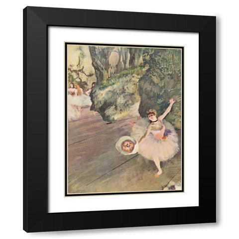 Dancer with a Bouquet of Flowers Black Modern Wood Framed Art Print with Double Matting by Degas, Edgar