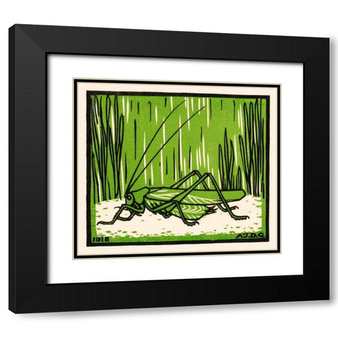 Grasshopper Black Modern Wood Framed Art Print with Double Matting by De Graag, Julie