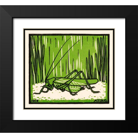 Grasshopper Black Modern Wood Framed Art Print with Double Matting by De Graag, Julie