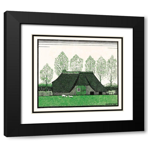 Farmhouse with thatched roof Black Modern Wood Framed Art Print with Double Matting by De Graag, Julie