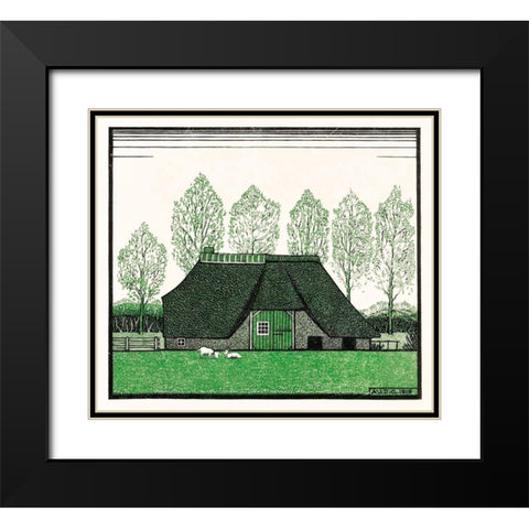 Farmhouse with thatched roof Black Modern Wood Framed Art Print with Double Matting by De Graag, Julie