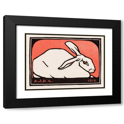Lying rabbit Black Modern Wood Framed Art Print with Double Matting by De Graag, Julie