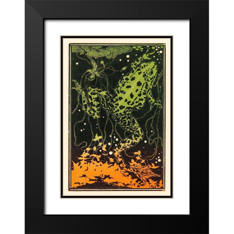 Swimming frog Black Modern Wood Framed Art Print with Double Matting by De Graag, Julie