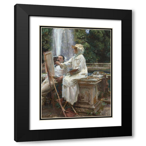 The Fountain, Villa Torlonia, Frascati, Italy Black Modern Wood Framed Art Print with Double Matting by Sargent, John Singer