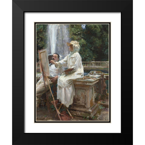 The Fountain, Villa Torlonia, Frascati, Italy Black Modern Wood Framed Art Print with Double Matting by Sargent, John Singer