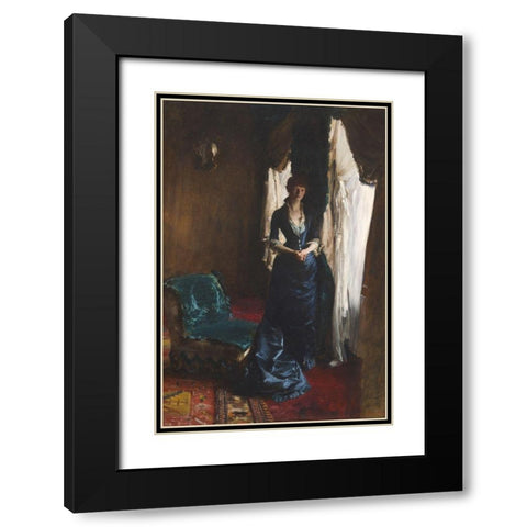 Madame Paul Escudier (Louise Lefevre) Black Modern Wood Framed Art Print with Double Matting by Sargent, John Singer