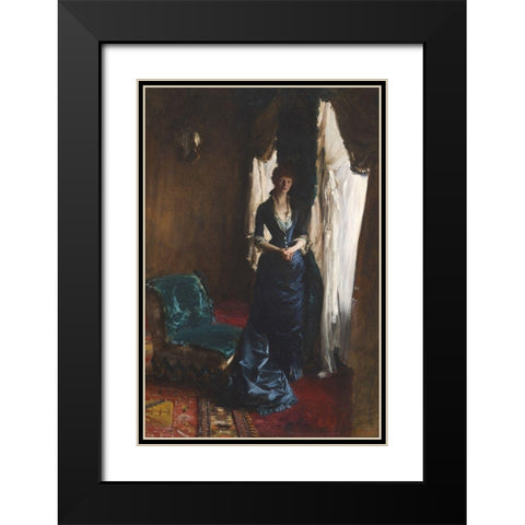 Madame Paul Escudier (Louise Lefevre) Black Modern Wood Framed Art Print with Double Matting by Sargent, John Singer