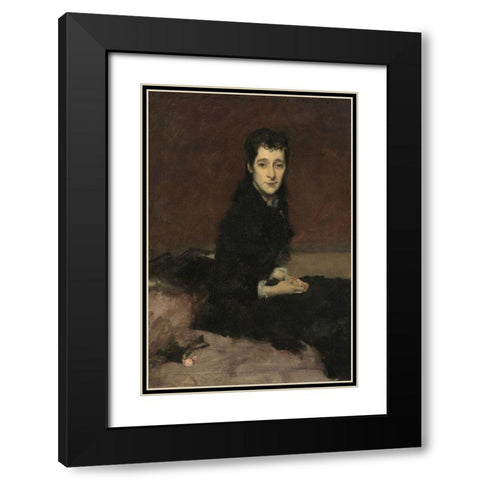 Mrs. Charles Gifford Dyer (Mary Anthony) Black Modern Wood Framed Art Print with Double Matting by Sargent, John Singer