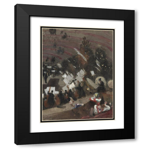 Rehearsal of the Pasdeloup Orchestra at the Cirque dâ€™Hiver Black Modern Wood Framed Art Print with Double Matting by Sargent, John Singer