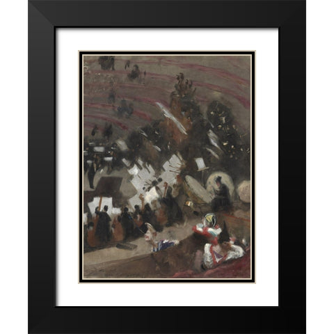 Rehearsal of the Pasdeloup Orchestra at the Cirque dâ€™Hiver Black Modern Wood Framed Art Print with Double Matting by Sargent, John Singer