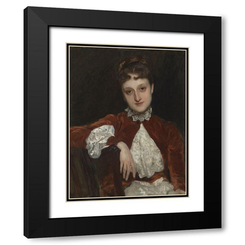 Mrs. Charles Deering (Marion Denison Whipple) Black Modern Wood Framed Art Print with Double Matting by Sargent, John Singer