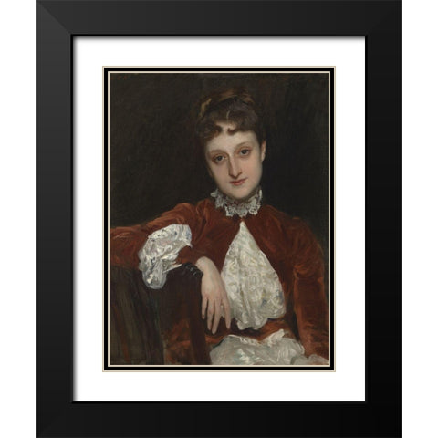 Mrs. Charles Deering (Marion Denison Whipple) Black Modern Wood Framed Art Print with Double Matting by Sargent, John Singer