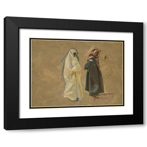 Study of Two Bedouins Black Modern Wood Framed Art Print with Double Matting by Sargent, John Singer