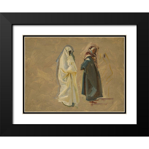 Study of Two Bedouins Black Modern Wood Framed Art Print with Double Matting by Sargent, John Singer