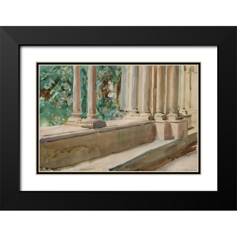 Tarragona Terrace and Garden Black Modern Wood Framed Art Print with Double Matting by Sargent, John Singer