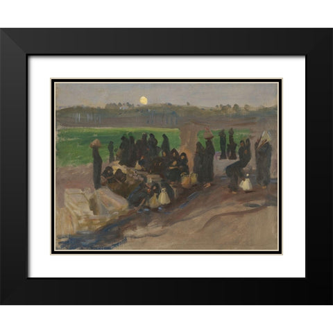 Water Carriers on the Nile Black Modern Wood Framed Art Print with Double Matting by Sargent, John Singer