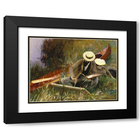 An Out-of-Doors Study Black Modern Wood Framed Art Print with Double Matting by Sargent, John Singer