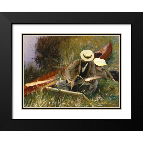 An Out-of-Doors Study Black Modern Wood Framed Art Print with Double Matting by Sargent, John Singer