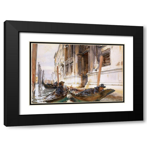 Gondoliers Siesta Black Modern Wood Framed Art Print with Double Matting by Sargent, John Singer