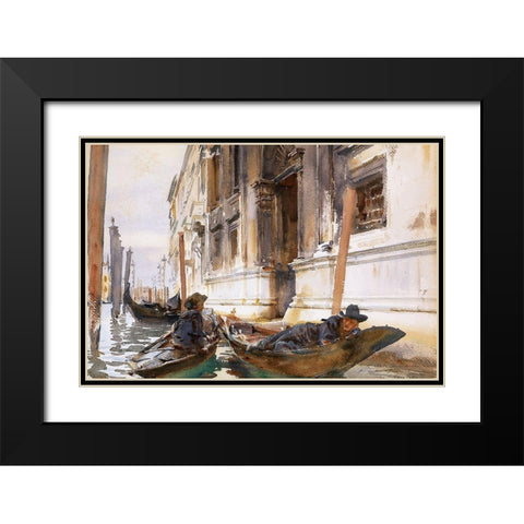 Gondoliers Siesta Black Modern Wood Framed Art Print with Double Matting by Sargent, John Singer