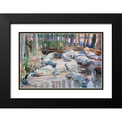 Muddy Alligators Black Modern Wood Framed Art Print with Double Matting by Sargent, John Singer