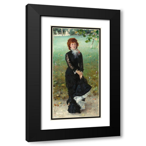 Marie Buloz Pailleron (Madame Edouard Pailleron) Black Modern Wood Framed Art Print with Double Matting by Sargent, John Singer