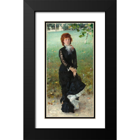 Marie Buloz Pailleron (Madame Edouard Pailleron) Black Modern Wood Framed Art Print with Double Matting by Sargent, John Singer
