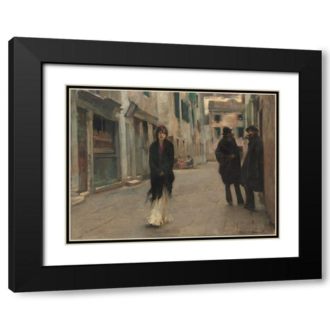 Street in Venice Black Modern Wood Framed Art Print with Double Matting by Sargent, John Singer