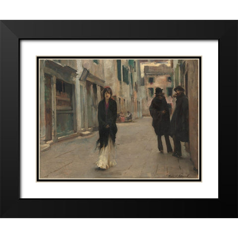 Street in Venice Black Modern Wood Framed Art Print with Double Matting by Sargent, John Singer