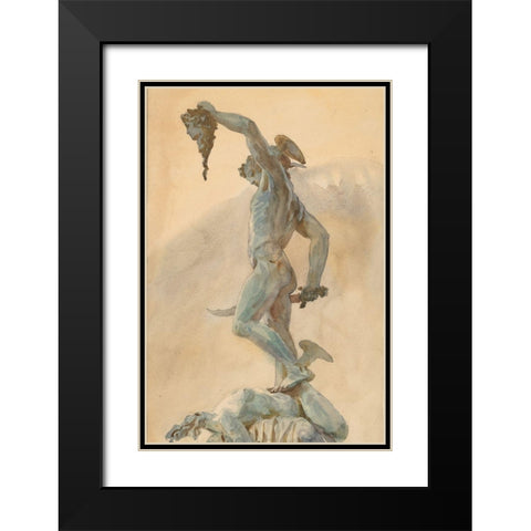 Sketch of Cellinis Perseus Black Modern Wood Framed Art Print with Double Matting by Sargent, John Singer