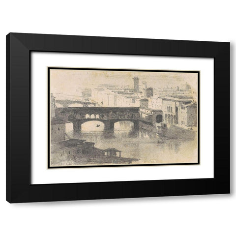 Ponte Vecchio, Florence Black Modern Wood Framed Art Print with Double Matting by Sargent, John Singer