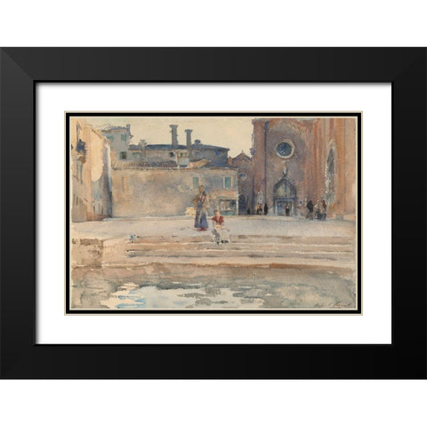Campo dei Frari, Venice Black Modern Wood Framed Art Print with Double Matting by Sargent, John Singer