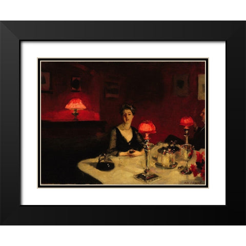 A Dinner Table at Night, 1884 Black Modern Wood Framed Art Print with Double Matting by Sargent, John Singer