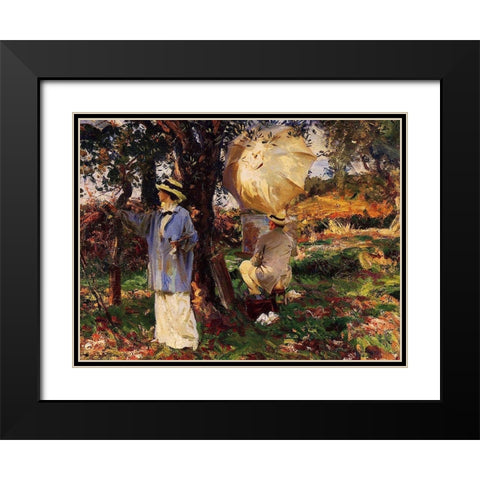 The Sketchers Black Modern Wood Framed Art Print with Double Matting by Sargent, John Singer
