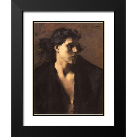 A Spanish Woman Black Modern Wood Framed Art Print with Double Matting by Sargent, John Singer