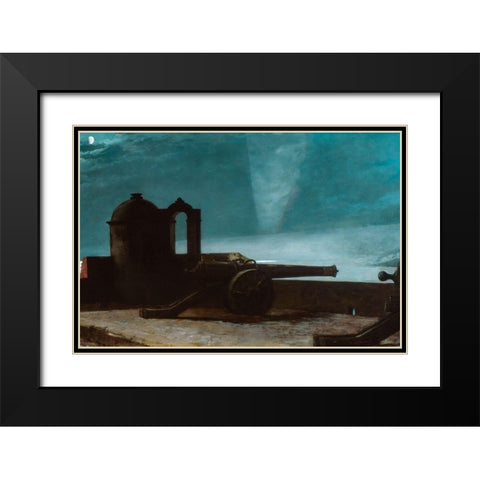 Searchlight on Harbor Entrance, Santiago de Cuba Black Modern Wood Framed Art Print with Double Matting by Bierstadt, Albert