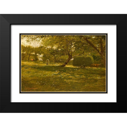 Harvest Scene Black Modern Wood Framed Art Print with Double Matting by Homer, Winslow