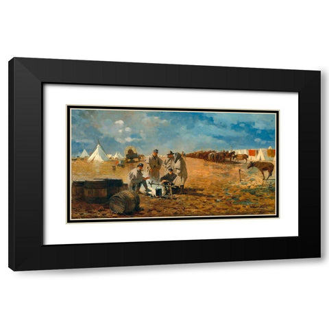 Rainy Day in Camp Black Modern Wood Framed Art Print with Double Matting by Homer, Winslow
