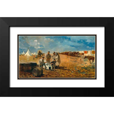 Rainy Day in Camp Black Modern Wood Framed Art Print with Double Matting by Homer, Winslow