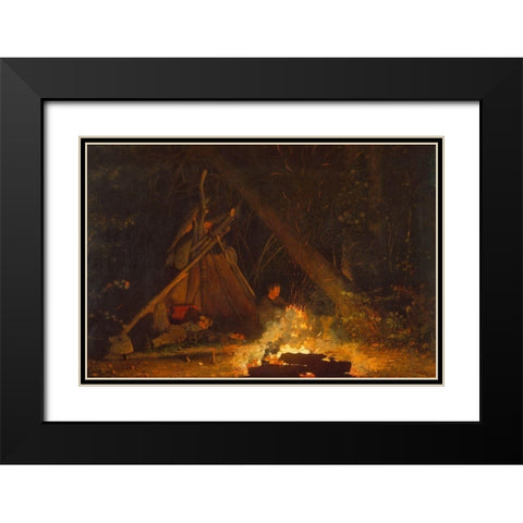 Camp Fire Black Modern Wood Framed Art Print with Double Matting by Homer, Winslow