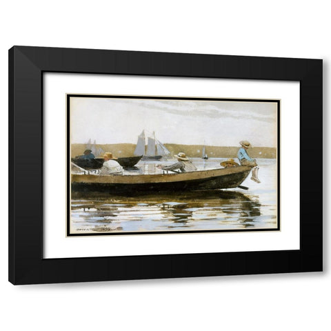 Boys in a Dory Black Modern Wood Framed Art Print with Double Matting by Homer, Winslow