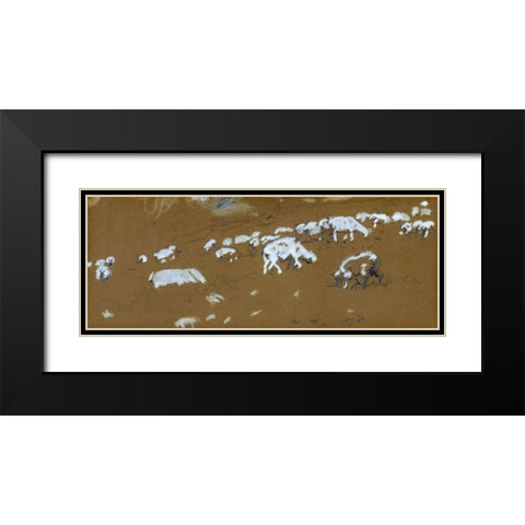 Sheep Black Modern Wood Framed Art Print with Double Matting by Homer, Winslow