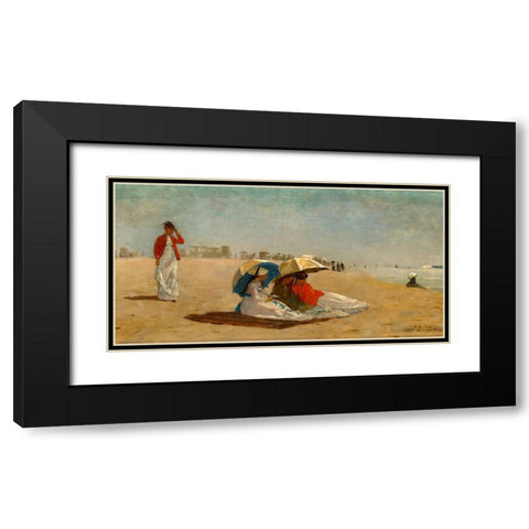 East Hampton Beach, Long Island Black Modern Wood Framed Art Print with Double Matting by Homer, Winslow