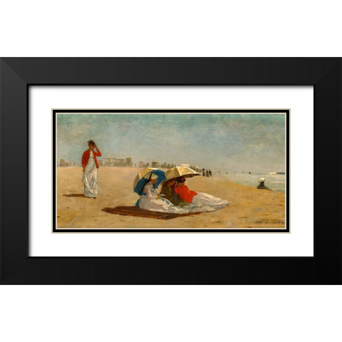 East Hampton Beach, Long Island Black Modern Wood Framed Art Print with Double Matting by Homer, Winslow